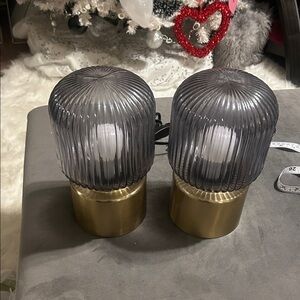 IKEA Gray and Gold Accent Lamps
